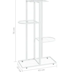 4-kerroksinen kukkateline 43x22x76 cm valkoinen metalli