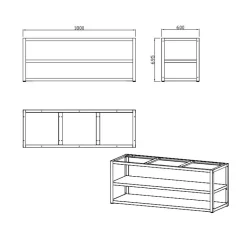 Kesäkeittiön perusmoduuli Myoutdoorkitchen 180 cm 3 moduulia ruostumaton teräs