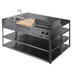 Kesäkeittiön tiskiallasmoduuli Myoutdoorkitchen integroitava musta