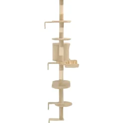Kissan kiipeilypuu, sisal-pylväillä, seinäkiinnitys, 194cm, beige