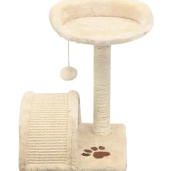Kissan kiipeilypuu, sisal-pylväällä ja pesällä, 40cm, beige
