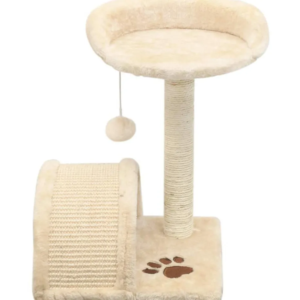 Kissan kiipeilypuu, sisal-pylväällä ja pesällä, 40cm, beige