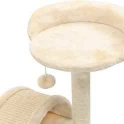 Kissan kiipeilypuu, sisal-pylväällä ja pesällä, 40cm, beige