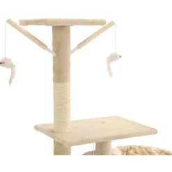 Kissan kiipeilypuu, sisal-pylväillä, 230-250cm, beige