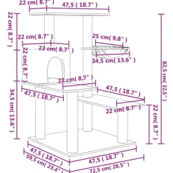 Kissan kiipeilypuu sisal- raapimispylväillä vaaleanharm 82,5 cm (72386)