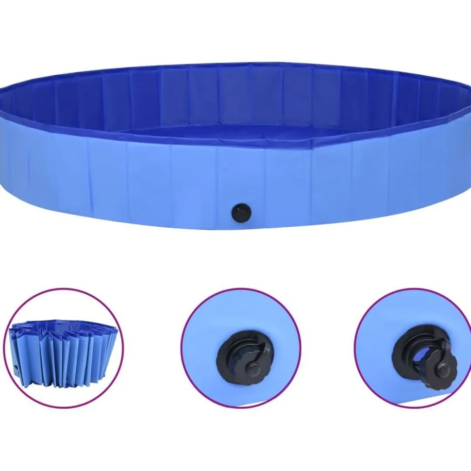 Kokoontaitettava koiran uima-allas sininen 300x40 cm PVC