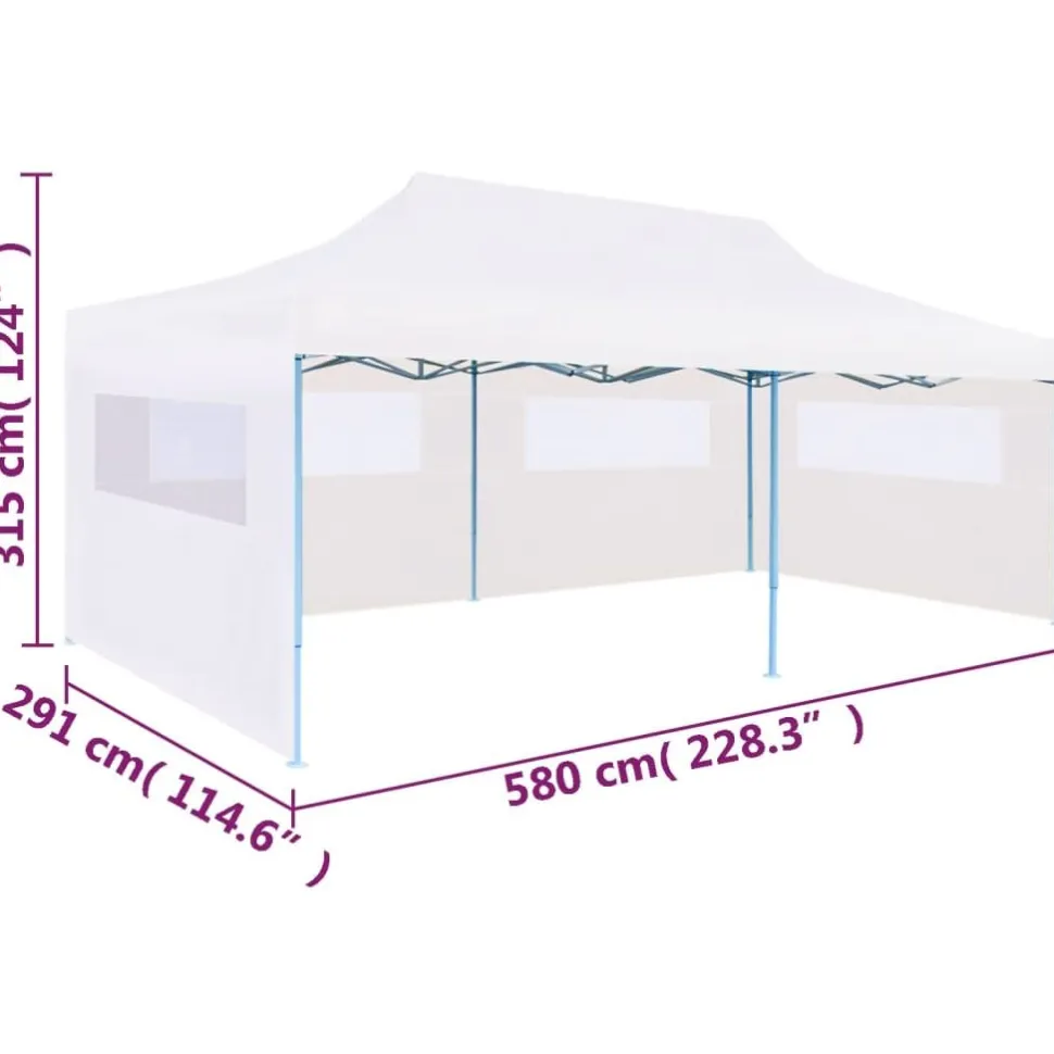 Kokoontaitettava pop-up juhlateltta 3x6 m valkoinen