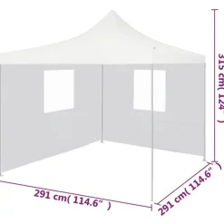Kokoontaittuva juhlateltta 2 sivuseinää 3x3 m teräs valkoinen