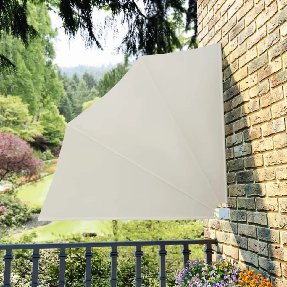 Kokoontaittuva parvekkeen sivumarkiisi kerma 140x140 cm