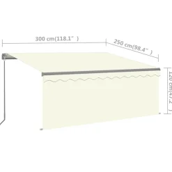 Käsin sisäänkelattava markiisi verhot/LED 3,5x2,5 m kerma