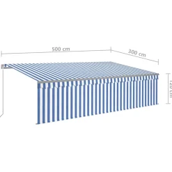 Käsin sisäänkelattava markiisi verhot/LED 3,5x2,5 m kerma