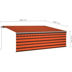 Käsin sisäänkelattava markiisi verhot/LED 3,5x2,5 m kerma