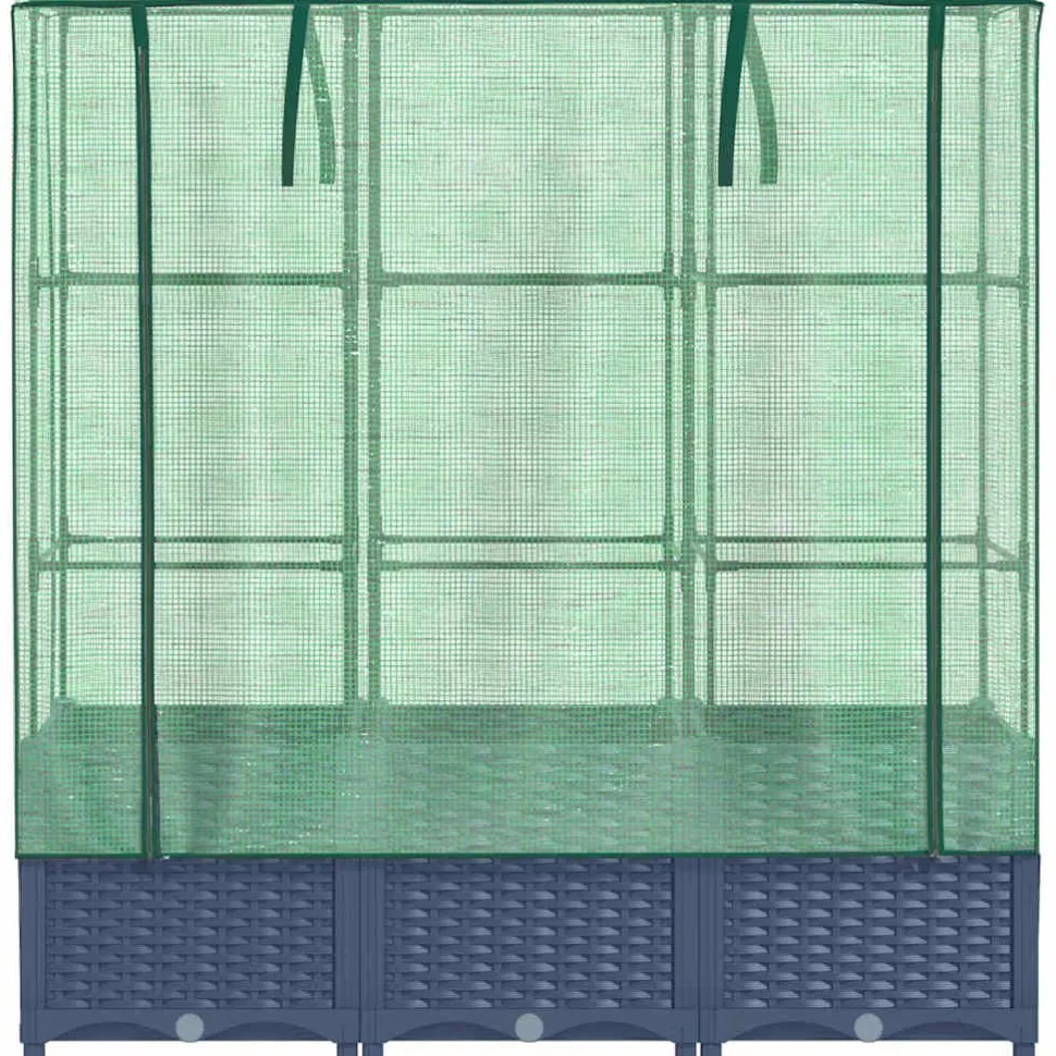 Kukkalaatikko kasvihuonepeitteellä rottinkityyli 120x40x138 cm (15829)