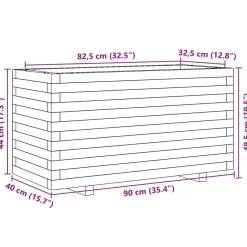 Kukkalaatikko puutarhaan vahanruskea 90x40x49,5 cm täysi mänty (47375)
