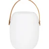 Ladattava pöytävalaisin House Nordic Cardiff, Bluetooth-kaiuttimella, ø18cm, sisä- ja ulkokäyttöön, valkoinen/ruskea