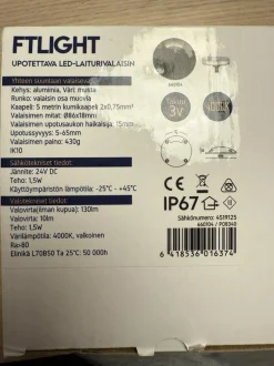 LED-laiturivalaisin FTLIGHT Marina I 1,5W 24V 4000K IP67 musta alumiini