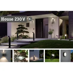 LED-terassivalaisin Paulmann Ocos, IP67, 17.7cm, 3000K, antrasiitti