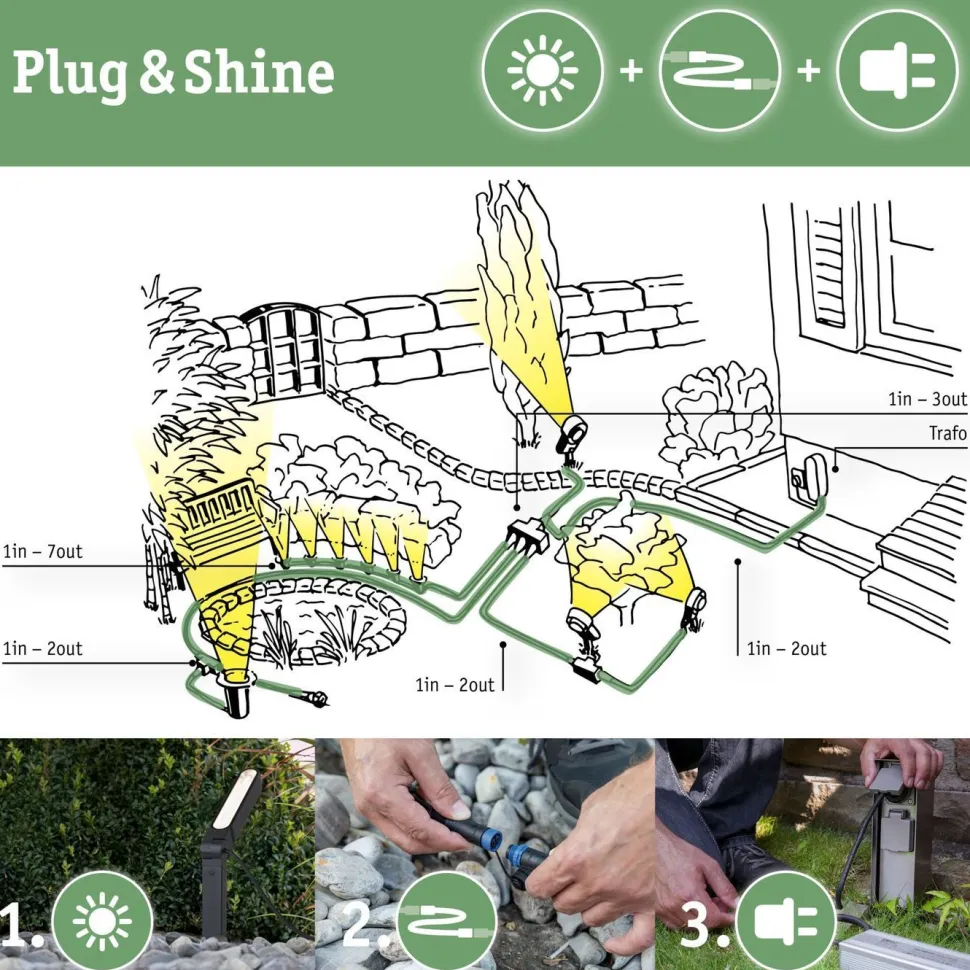 LED-terassivalaisin Paulmann Plug & Shine Floor, IP67, 2200K, 4.5W, antrasiitti