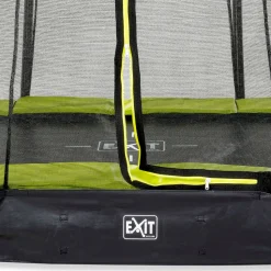 Maatrampoliini Exit Silhouette Ground sis. turvaverkko lime eri kokoja