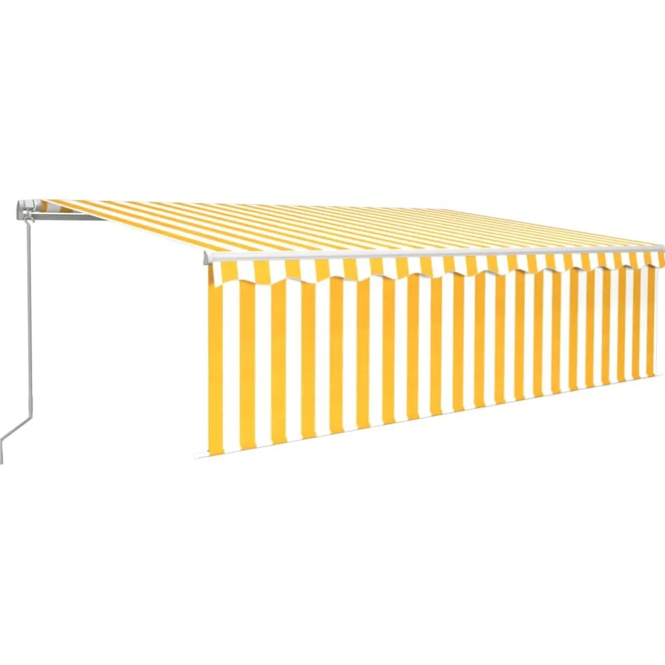 Manuaalisesti kelattava markiisi 2 verho/LED 3x2,5 m keltainen/valkoinen