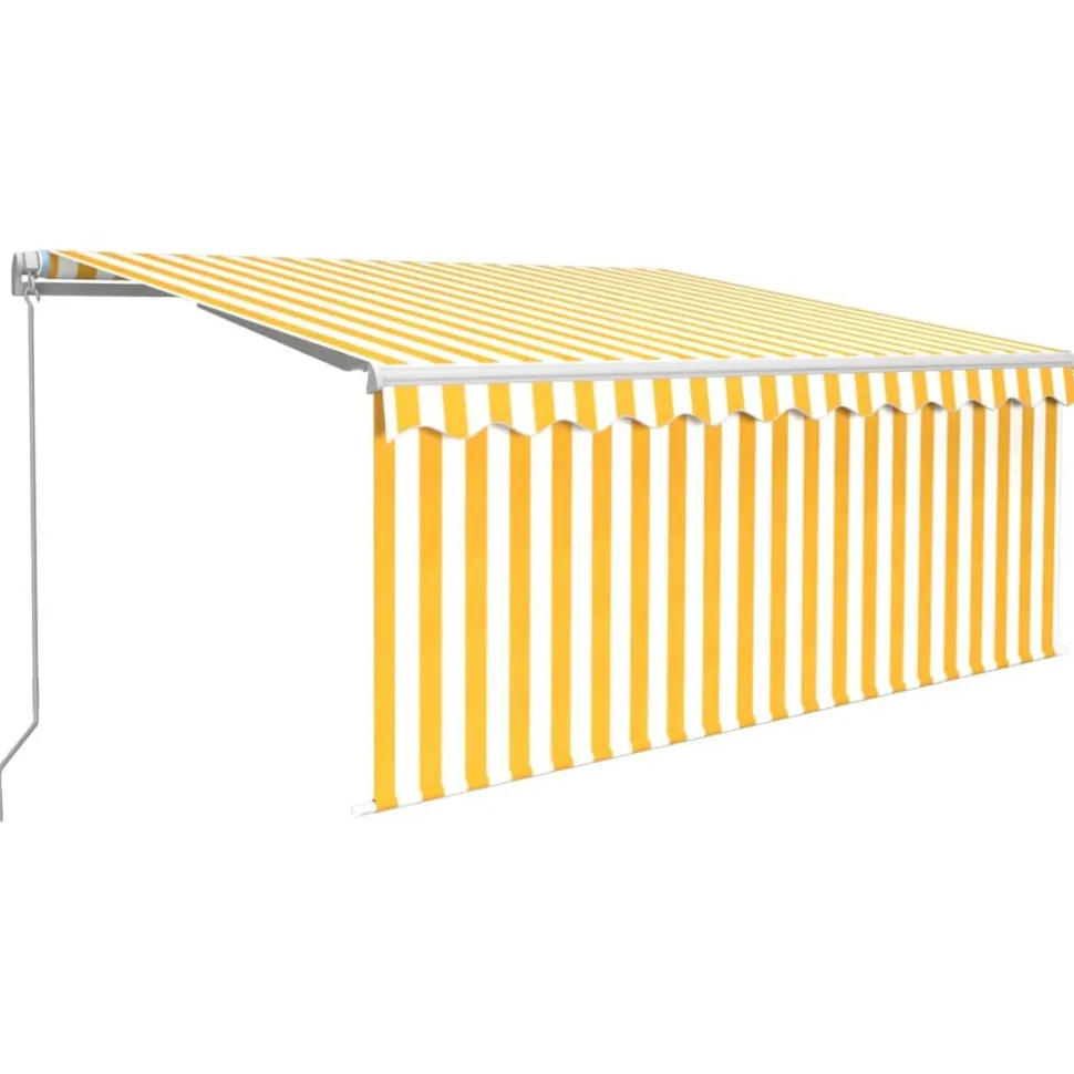 Manuaalisesti kelattava markiisi 2 verho/LED 3x2,5 m keltainen/valkoinen