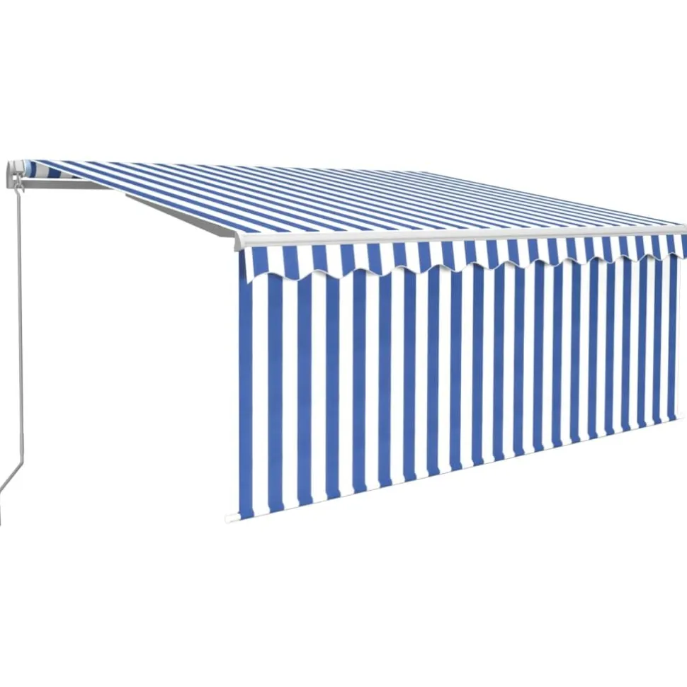 Manuaalisesti kelattava markiisi 2 verho/LED 3x2,5 m keltainen/valkoinen
