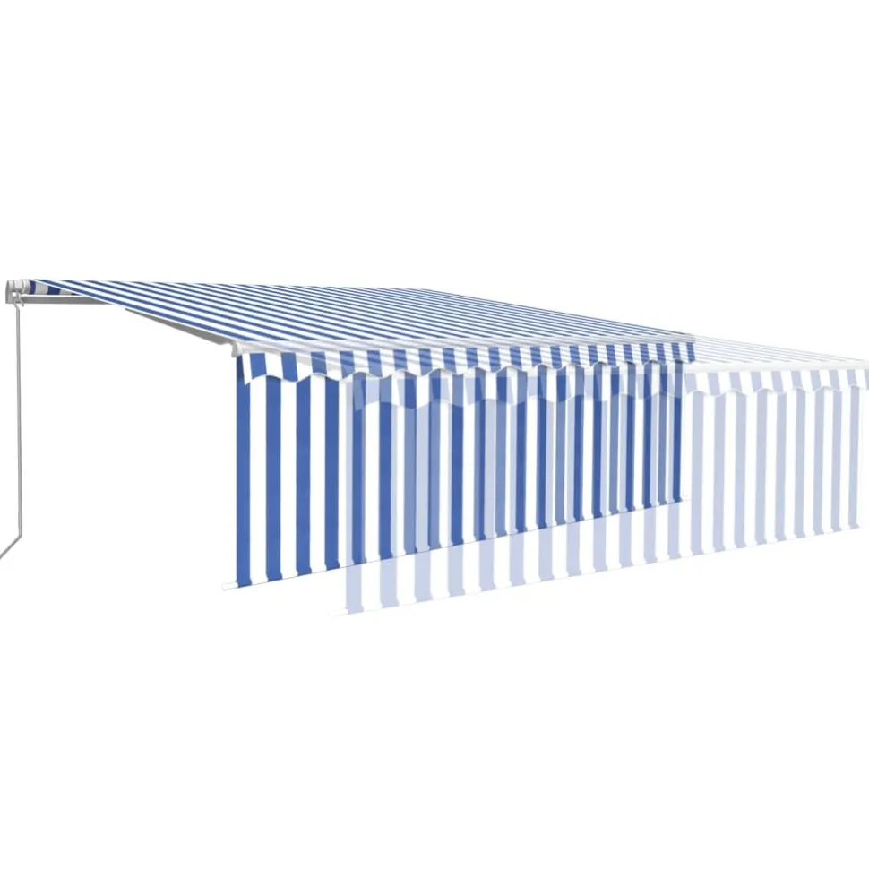 Manuaalisesti kelattava markiisi 2 verho/LED 3x2,5 m keltainen/valkoinen