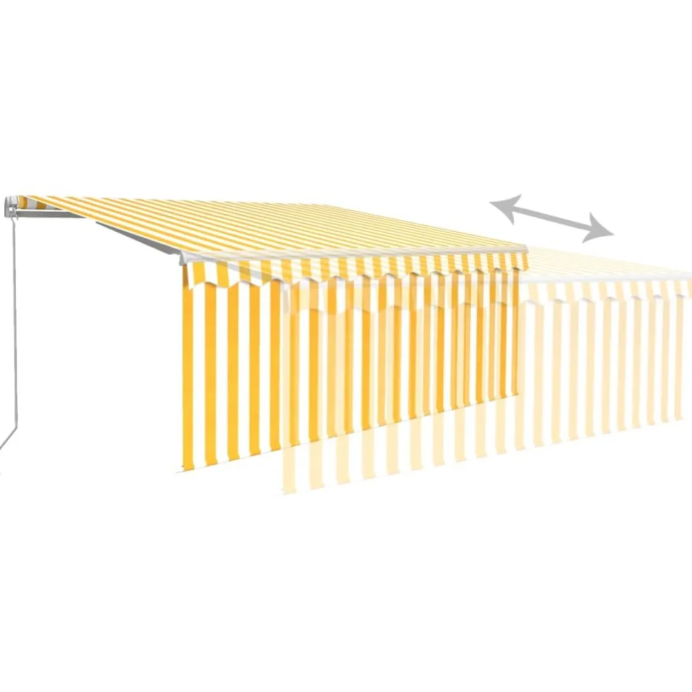 Manuaalisesti kelattava markiisi 2 verho/LED 3x2,5 m keltainen/valkoinen