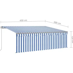 Manuaalisesti kelattava markiisi verhoilla 3x2,5 m kerma