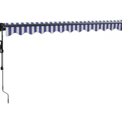 Markiisi, automaattisesti sisäänkelattava, sininen ja valkoinen 3x2,5 m