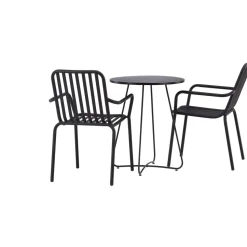 Parvekeryhmä Venture Home, ø60cm beige Bacong-pöytä + 2 mustaa Peking-tuolia