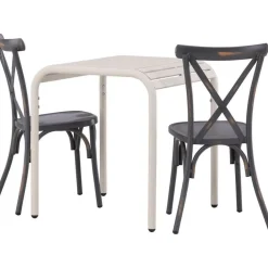 Parvekeryhmä Venture Home, 70x70cm beige Borneo-pöytä + 2 mustaa Tablas-tuolia