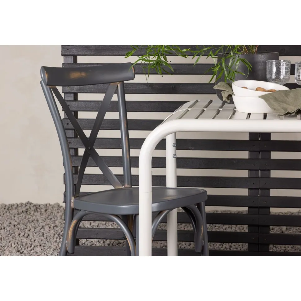 Parvekeryhmä Venture Home, 70x70cm beige Borneo-pöytä + 2 mustaa Tablas-tuolia