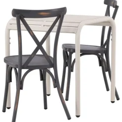 Parvekeryhmä Venture Home, 70x70cm beige Borneo-pöytä + 2 mustaa Tablas-tuolia