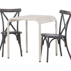 Parvekeryhmä Venture Home, 70x70cm beige Borneo-pöytä + 2 mustaa Tablas-tuolia