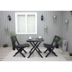 Parvekesetti Baltic Garden Wilma 65x65cm pöytä + 2 Knohult tuolia musta