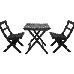 Parvekesetti Baltic Garden Wilma 65x65cm pöytä + 2 Knohult tuolia musta