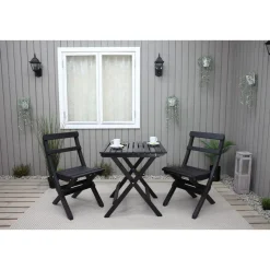 Parvekesetti Baltic Garden Wilma 65x65cm pöytä + 2 Knohult tuolia musta