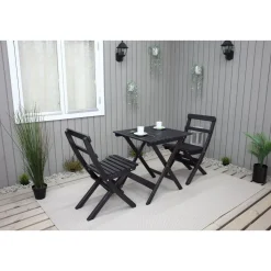 Parvekesetti Baltic Garden Wilma 65x65cm pöytä + 2 Knohult tuolia musta