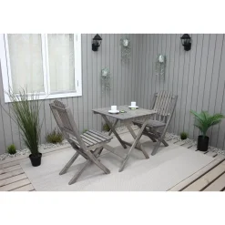 Parvekesetti Baltic Garden Wilma 65x65cm pöytä + 2 Visby tuolia harmaa