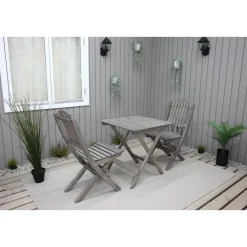 Parvekesetti Baltic Garden Wilma 65x65cm pöytä + 2 Visby tuolia harmaa