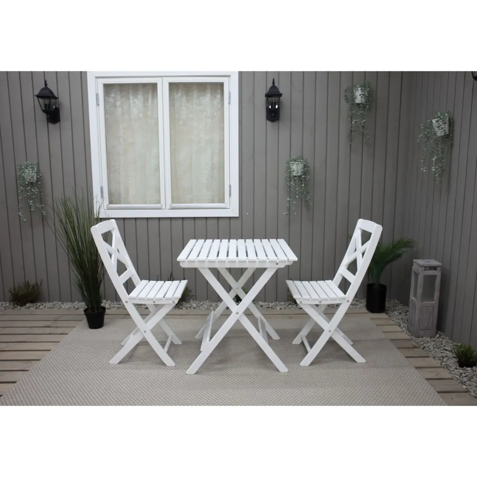 Parvekesetti Baltic Garden Wilma 65x65cm pöytä + 2 tuolia er värejäa