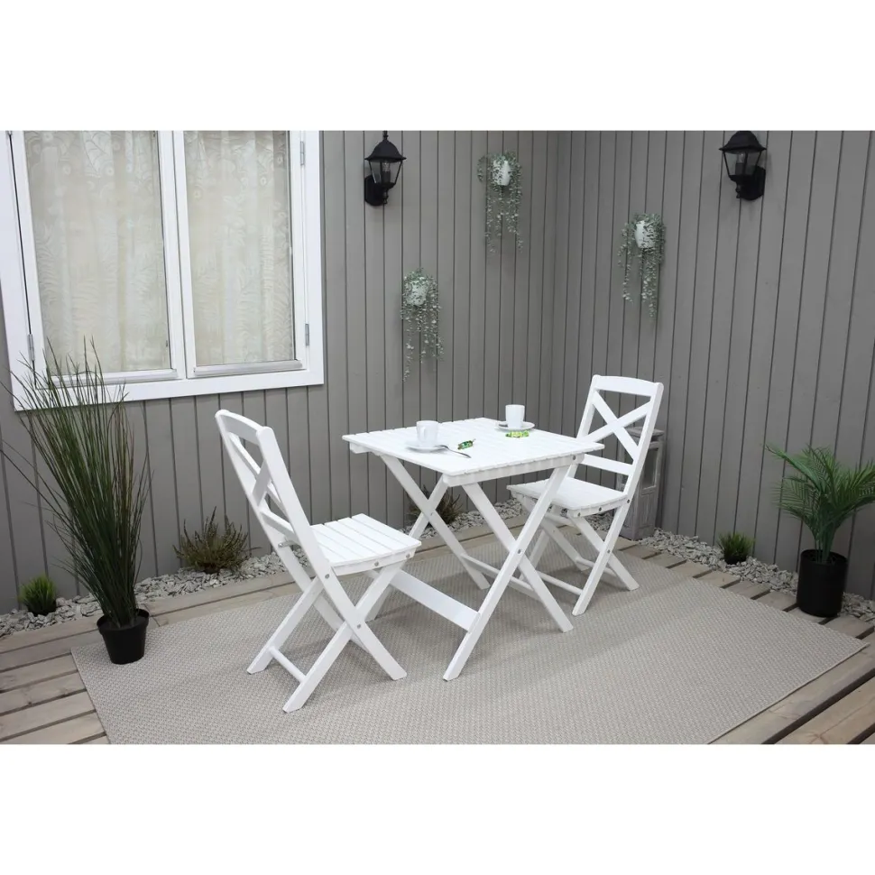 Parvekesetti Baltic Garden Wilma 65x65cm pöytä + 2 tuolia er värejäa