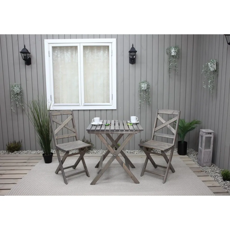 Parvekesetti Baltic Garden Wilma 65x65cm pöytä + 2 tuolia er värejäa