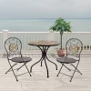 Parvekesetti Home4you Morocco, pöytä + 2 tuolia, metalli, musta