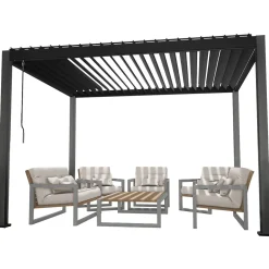 Paviljonki Home4You MIRADOR-111 3x3 m verhoilla, tummanharmaa