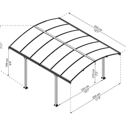 Paviljonki Palram-Canopia Tucson, 15.6m², 3.6x4.3m, harmaa