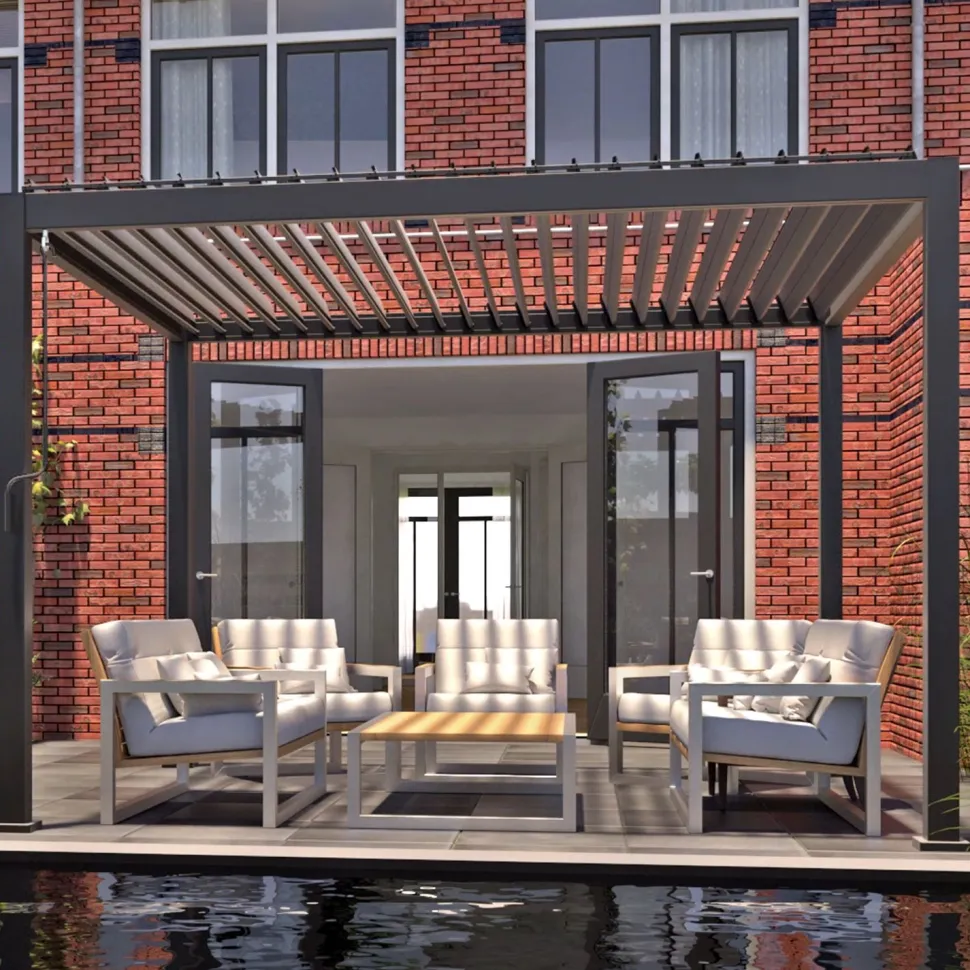 Pergola Home4you Mirador-111, 300x400cm, tummanharmaa