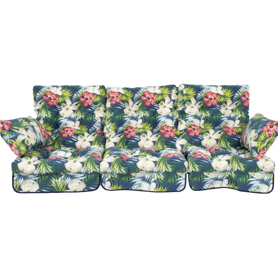Pihakeinun pehmuste Home4You ROMA 108x56x10 cm, tumma kukkakuosi, 3-osainen, musta
