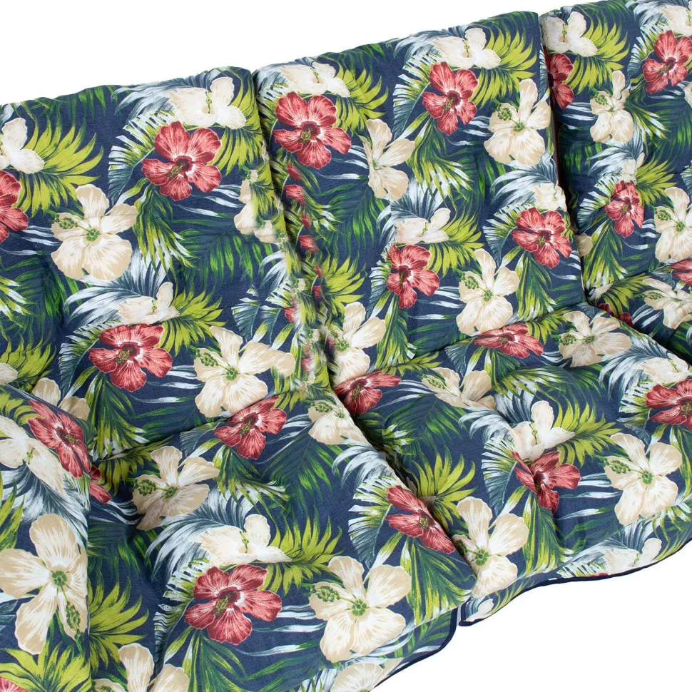 Pihakeinun pehmuste Home4You ROMA 108x56x10 cm, tumma kukkakuosi, 3-osainen, musta
